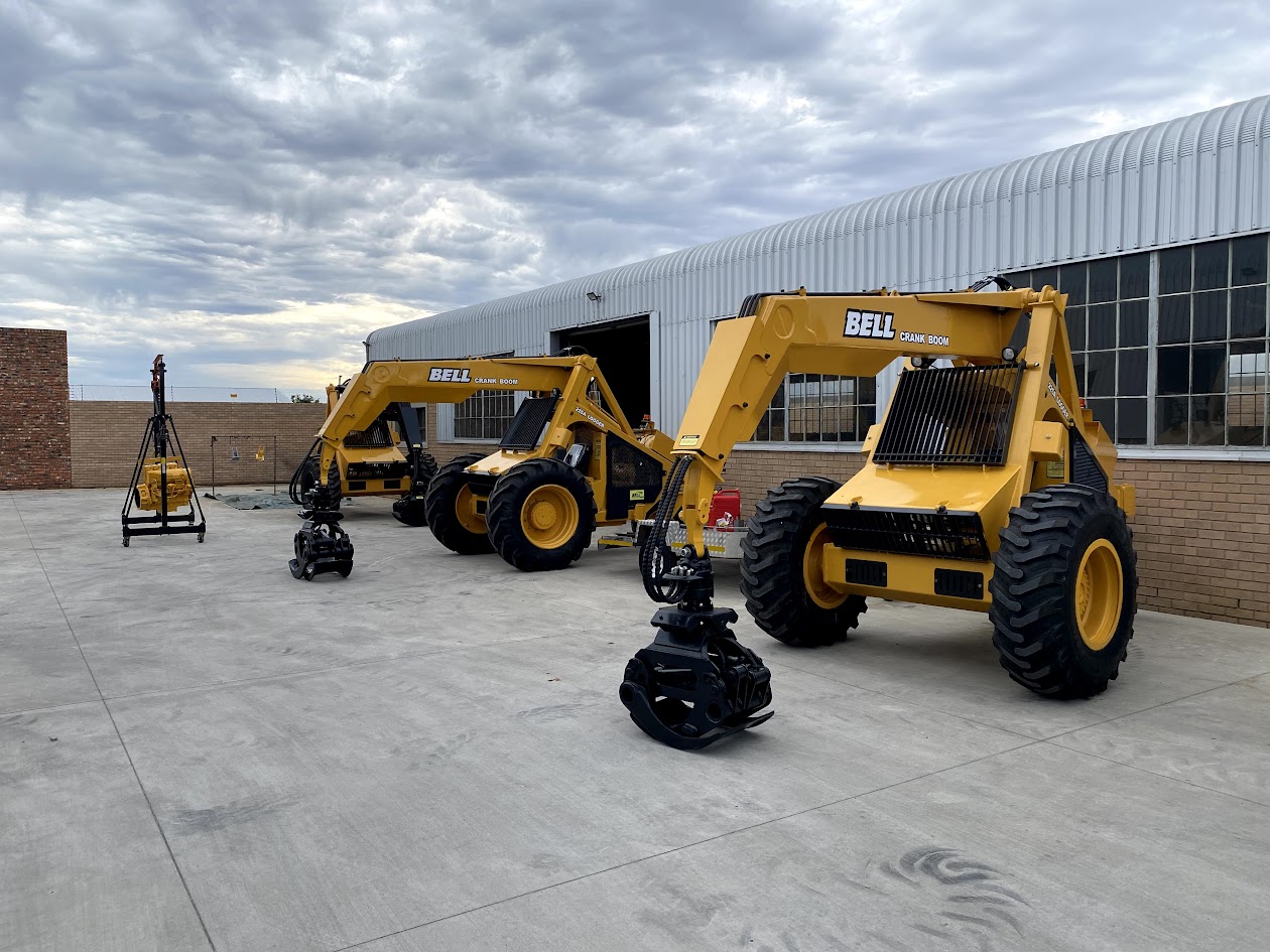 Rebuilt Bell loggers outside Milestone workshop
